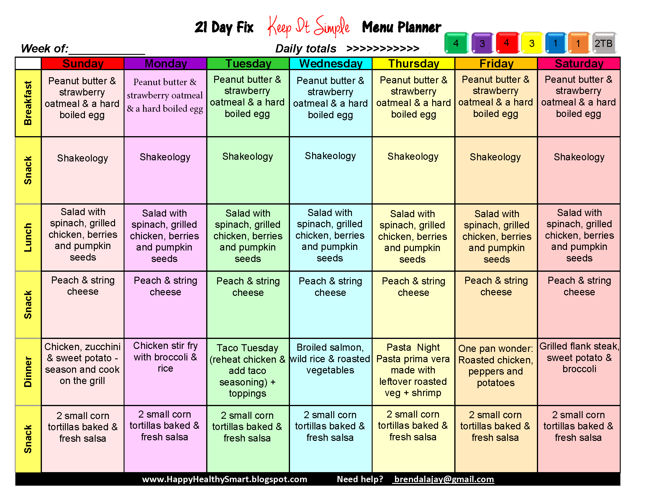 21 Day Fix Sample Meal Plans - Fueled For Fitness