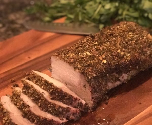 Pistachio Crusted Pork Loin, clean eating, Brenda Ajay